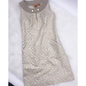 Tory Burch Metallic Ivory Jacquard Shift Dress 2